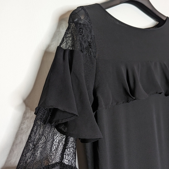 WHBM Black Bell Sleeve Lace Dress - Picture 14 of 16